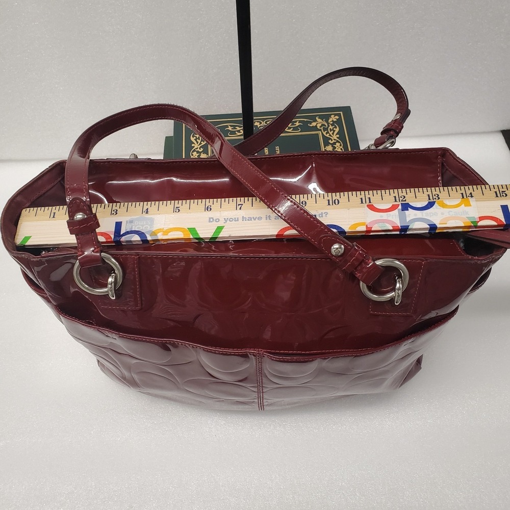 Coach Signature Garnet East West Embossed Patent Leather Carry all # F17729 - Picture 11 of 16